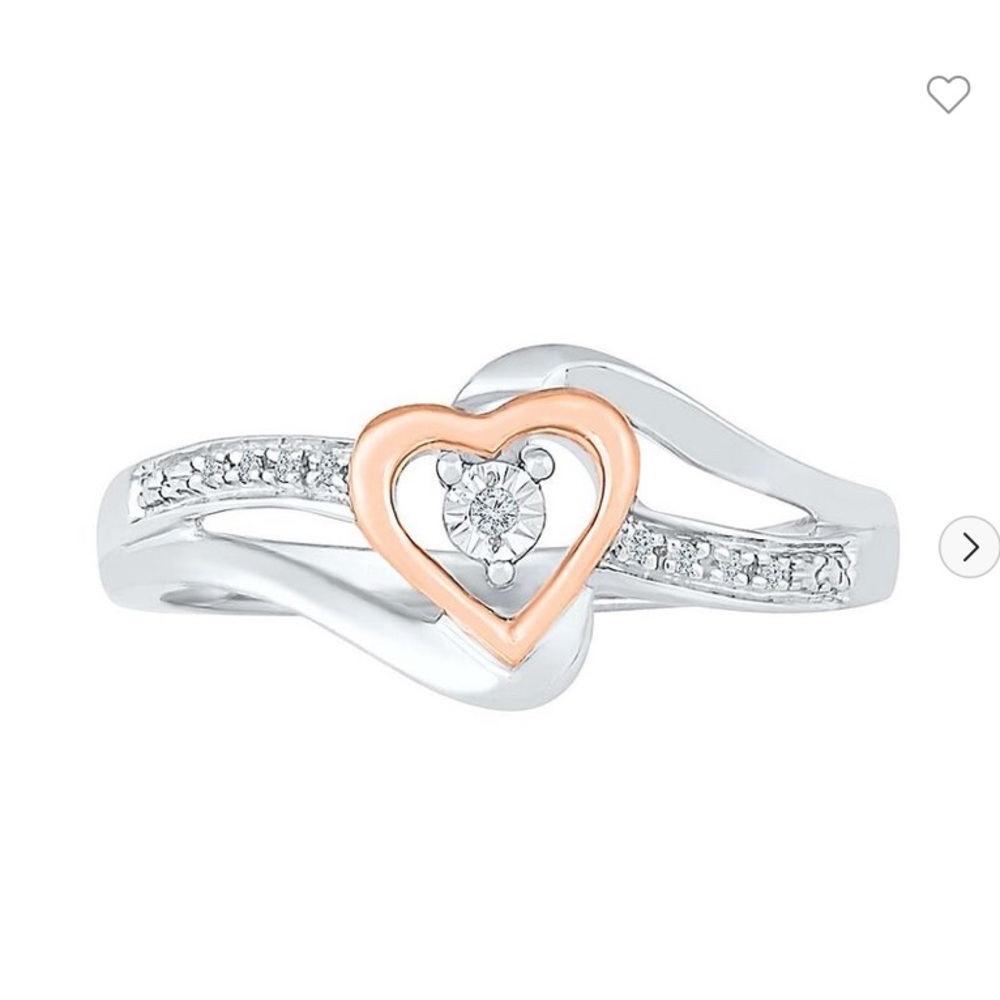 Size 7.5 10K Rose Gold & Sterling Silver Diamond Promise Ring